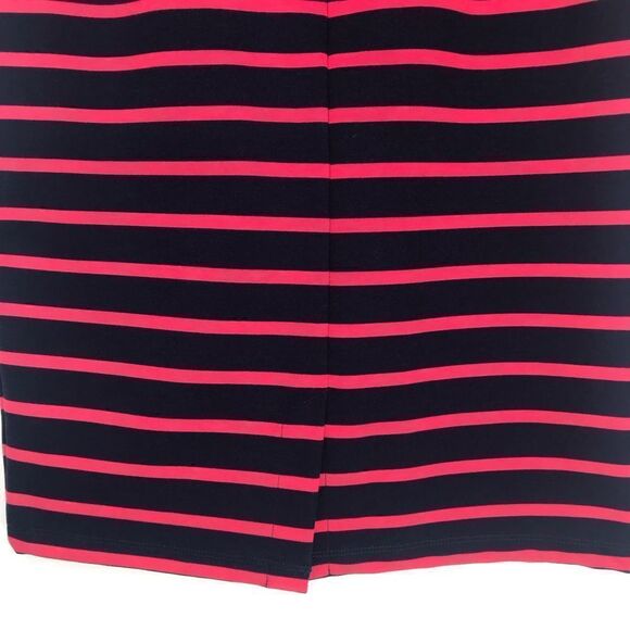 Olive & Oak NEW Navy / Passion Fruit Striped Pencil Skirt - Picture 7 of 12